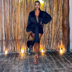 Amina Muaddi lace up jeweled heels